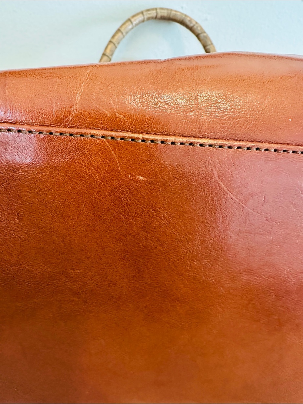 Vintage Brahmin Two-Tone Burnt Orange and Cognac Croc-Trim Satchel - Picture 8 of 16